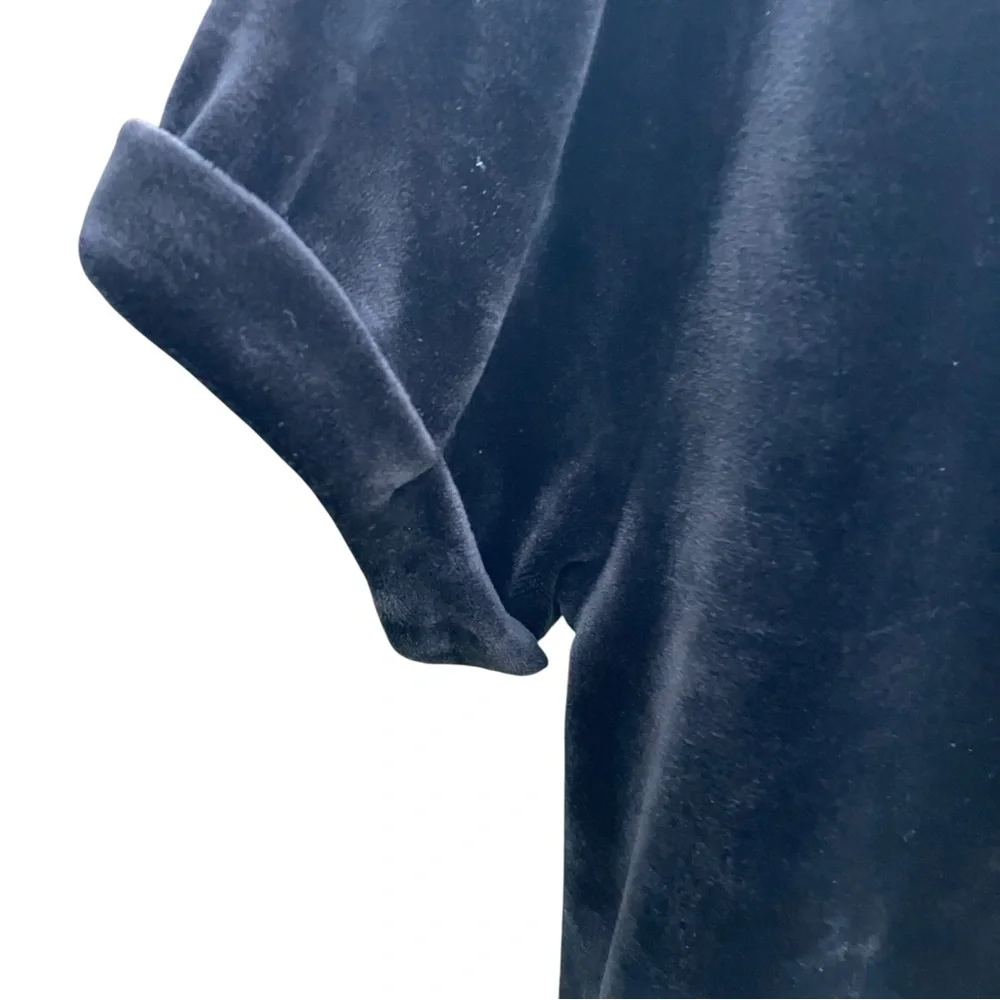DKNYT Black Velour Pocket Tee Y2K‎ Soft Grunge Streetwear, Medium